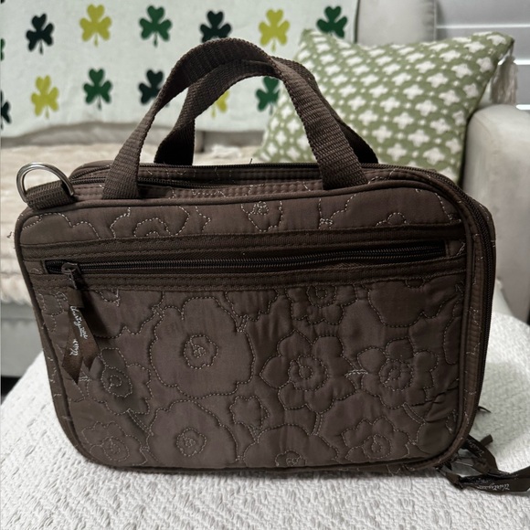 thirty-one Brown Quilted Poppy  Zipper Makeup/Toiletry bag - Picture 3 of 11